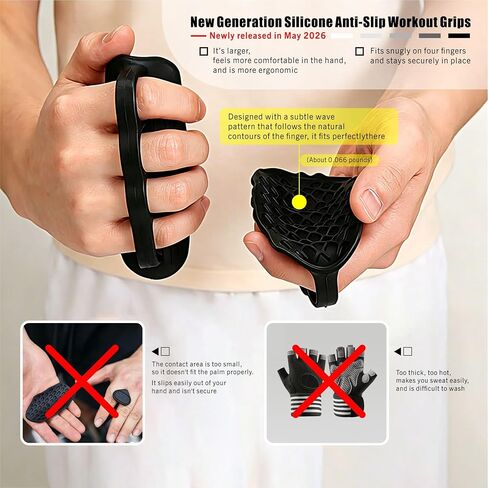 Anti-Slip Silicone Workout Grips – Ergonomic Gym Grips Pads for Men & Women, Professional Weight Lifting Grips, Hand Palm Protection, Breathable & Easy to Clean, Ideal for Strength Training in Kuwait