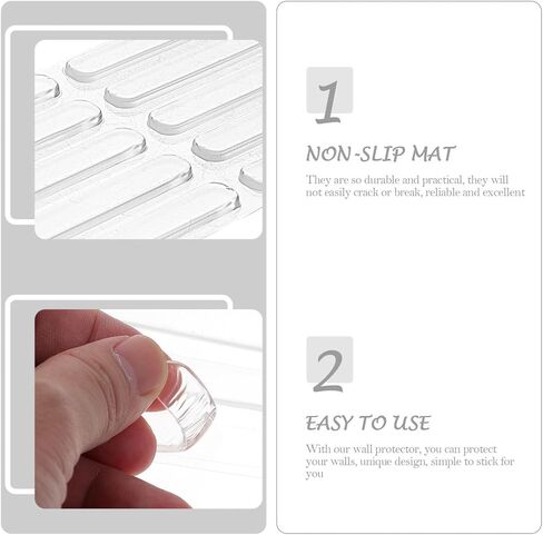 STOBAZA Silicone Door Knob Wall Protector Pads, Adhesive Doorknob Shield with Washable Soft Bumpers, 2 Sheets (6.3 X 1 X 0.3 Cm, 10 Pieces Each) for Home and Office Wall Damage Prevention in Kuwait