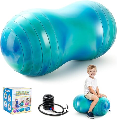 ZOOJOY Peanut Ball for Kids and Adults – 18" / 20" Anti-Burst Exercise Ball for Pregnancy and Labor, Sensory Wiggle Seat, Core Strength, Balance, Physical Therapy, Yoga Ball Chair for Home Office in Kuwait