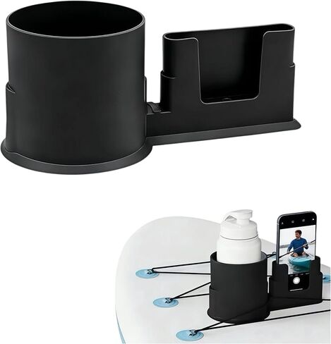 Paddle Board Cup Holder, Kayak Cup Holder, 2 in 1 Drink & Phone Holder, Paddle Board Accessories & Kayak Accessories for SUP, Canoe, Surfboard and Boat（Black） in Kuwait