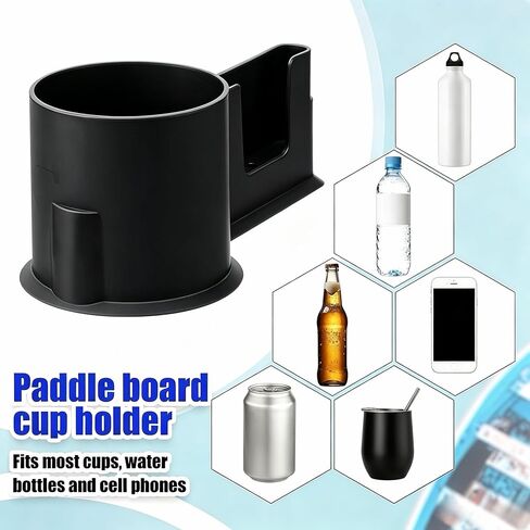 Paddle Board Cup Holder, Kayak Cup Holder, 2 in 1 Drink & Phone Holder, Paddle Board Accessories & Kayak Accessories for SUP, Canoe, Surfboard and Boat（Black） in Kuwait
