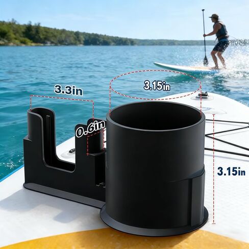 Paddle Board Cup Holder, Kayak Cup Holder, 2 in 1 Drink & Phone Holder, Paddle Board Accessories & Kayak Accessories for SUP, Canoe, Surfboard and Boat（Black） in Kuwait