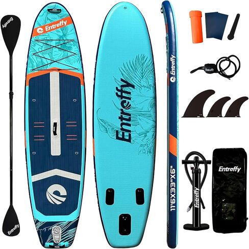 Inflatable Stand-Up Paddleboard, 11'6“ x 33" Extra-Wide Stable SUP | Paddleboard for Family/Adults/Beginners 450LBS Capacity, Non-Slip EVA Deck, 2-in-1 Adjustable Paddle, Full SUP Accessories in Kuwait