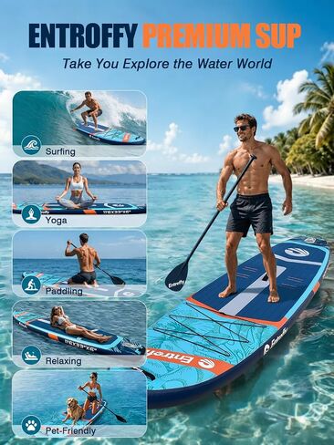 Inflatable Stand-Up Paddleboard, 11'6“ x 33" Extra-Wide Stable SUP | Paddleboard for Family/Adults/Beginners 450LBS Capacity, Non-Slip EVA Deck, 2-in-1 Adjustable Paddle, Full SUP Accessories in Kuwait