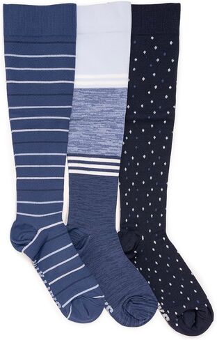 MUK LUKS Women's 3 Pair Pack Compression Socks, Blue, OS in Kuwait