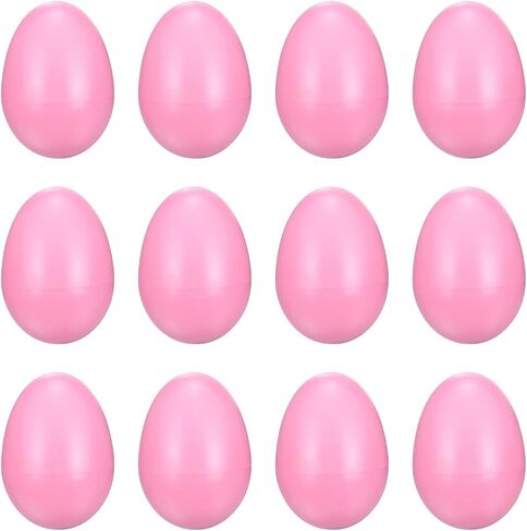 MECCANIXITY 12 Pcs Egg Shakers, Plastic Musical Eggs Maracas Hand Percussion Instruments for DIY Painting Music Learning Easter Party Performance, Pink in Saudi Arabia