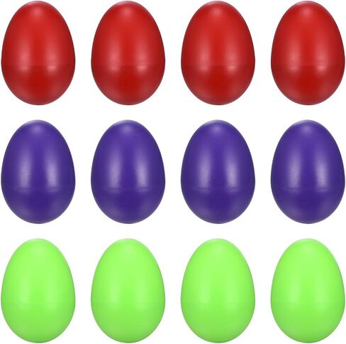 MECCANIXITY 12 Pcs Egg Shakers, Plastic Musical Eggs Maracas Hand Percussion Instruments for DIY Painting Music Learning Easter Party Performance, Pink in Saudi Arabia