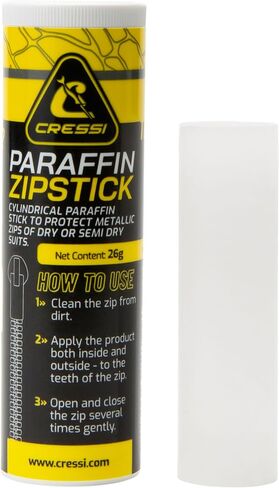 Cressi Paraffin Zipstick - مادة تشحيم بسحاب لبدلات الغوص والبدلات الجافة والعتاد الخارجي | الشمع المضاد للاحتكاك للسحابات المعدنية | يحمي من الصدأ والتآكل والتآكل in Kuwait