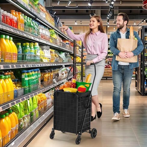 YITAHOME Folding Shopping Cart with Wheels, Portable Collapsible Grocery Cart for Seniors, Rolling Utility Cart for Laundry, Storage & Organizer (Foldable, Easy Carry) in Saudi Arabia