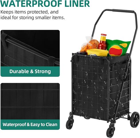 YITAHOME Folding Shopping Cart with Wheels, Portable Collapsible Grocery Cart for Seniors, Rolling Utility Cart for Laundry, Storage & Organizer (Foldable, Easy Carry) in Saudi Arabia