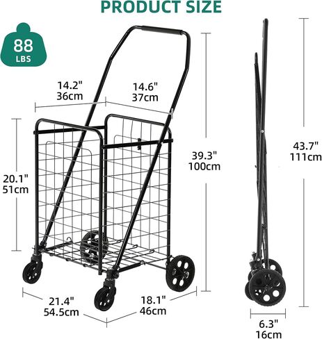 YITAHOME Folding Shopping Cart with Wheels, Portable Collapsible Grocery Cart for Seniors, Rolling Utility Cart for Laundry, Storage & Organizer (Foldable, Easy Carry) in Saudi Arabia