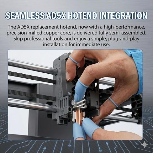 قم بترقية 3PK 0.4 مم AD5X Hotend لفوهة Falshforge AD5X، فوهة سريعة الفك من الفولاذ المقوى عالية السرعة 32 مم³/ثانية، مع 3 قطع من جوارب السيليكون وقطعتين من ممسحات الفوهة، ملحق طابعة ثلاثية الأبعاد in Kuwait