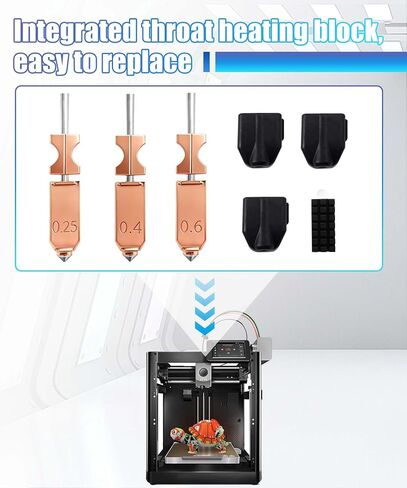 Upgraded 0.25MM 0.4MM 0.6MM Hotend Kit for Flashforge AD5X Quick-Detachable Nozzle, Support 300°C High Temperature and 600mm/s Print Speed, with Extra Silicone Cover Nozzle Brush, 3D Printer Part ﻿ in Saudi Arabia