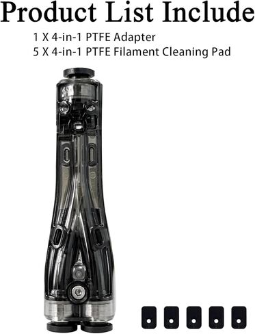 HzdaDeve 4-in-1 PTFE Adapter Feed Tube Expansion Port Filament Pipe Feed Modules Connector and Extra 4PK Filament Cleaning Pad for Bambu Lab P1S/P1P/H2D/H2C/H2S/A1/A1 Mini/X1C/X1E 3D Printer in Kuwait