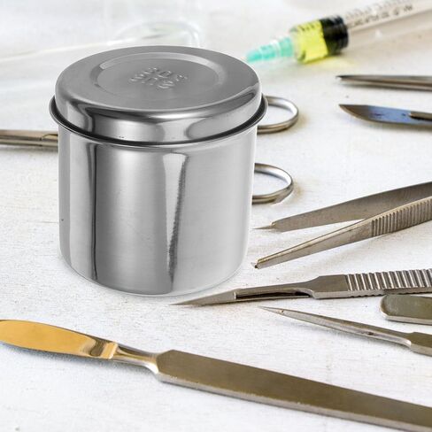 Didiseaon 304 Stainless Steel Ointment Jar 9cm with Lid, Anti-Iodine Unguent Container for Dressing Storage, Cotton Balls Holder for Professional Healthcare Use in Kuwait