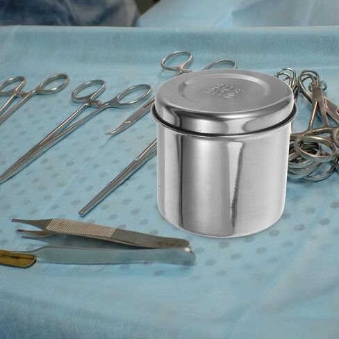 Didiseaon 304 Stainless Steel Ointment Jar 9cm with Lid, Anti-Iodine Unguent Container for Dressing Storage, Cotton Balls Holder for Professional Healthcare Use in Kuwait