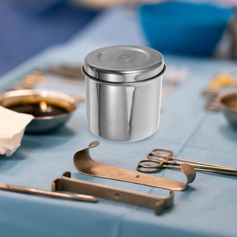 Didiseaon 304 Stainless Steel Ointment Jar 9cm with Lid, Anti-Iodine Unguent Container for Dressing Storage, Cotton Balls Holder for Professional Healthcare Use in Kuwait