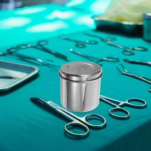 304 Stainless Steel Unguent Jar 9cm Thickened Iodophor Resistant Container Cotton Ball Holder for Clinic and Household Use in Kuwait