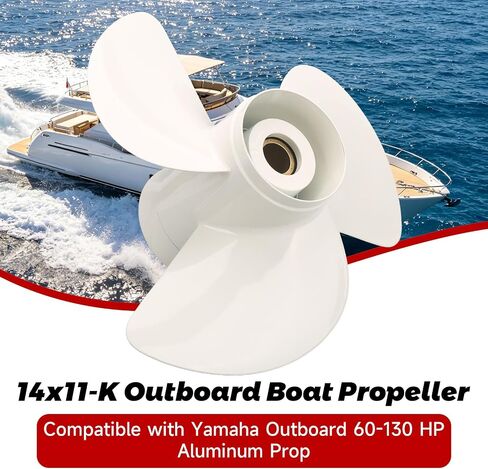 Outboard Boat Propeller Compatible with Yamaha Outboard 60-130 HP Aluminum Prop 14x11-K Replace 6E5-45954-00-00 in Kuwait
