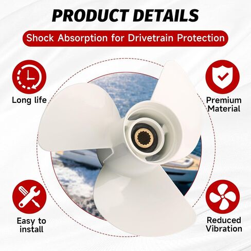 Outboard Boat Propeller Compatible with Yamaha Outboard 60-130 HP Aluminum Prop 14x11-K Replace 6E5-45954-00-00 in Kuwait