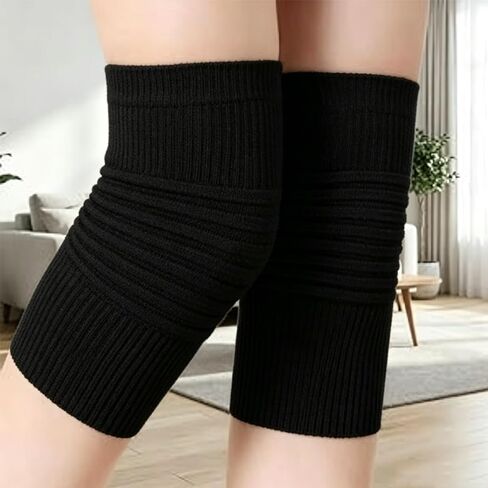 2 Pcs Cotton Knee Sleeves, Thin Breathable Summer Leg Warmers, Lightweight Summer Knee Warmers, for Air Conditioning Sleep & Daily Wear (Black, One Size) in Kuwait