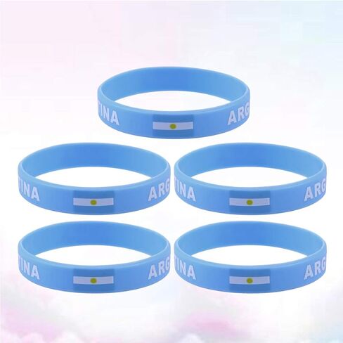 LIOOBO 5pcs Country Flag Silicone Bracelet Unique Rubber Sports Fashion Wristband Game Supplies Hand Band for Sports Game Compatitive Race International Match (Argentina) in Saudi Arabia