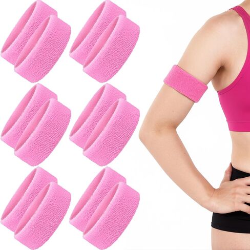 Jenpen 12 Pcs Pink Bicep Bands for Football Arm Sweat Bands Cotton Knee Wicking Sweatbands for Men Women Pink Out Accessories Basketball Volleyball Soccer Athletes Supplies in Kuwait