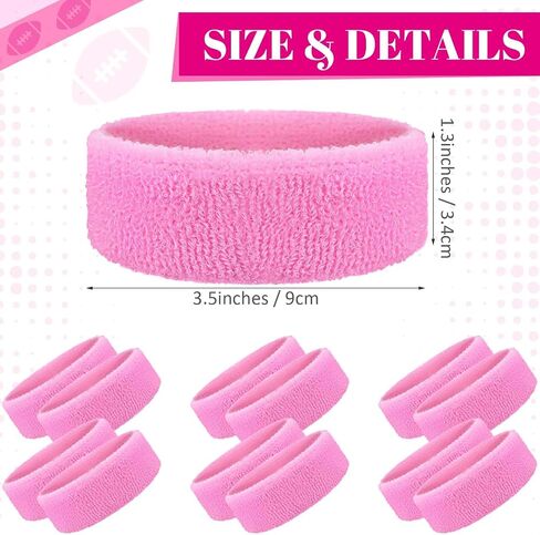 Jenpen 12 Pcs Pink Bicep Bands for Football Arm Sweat Bands Cotton Knee Wicking Sweatbands for Men Women Pink Out Accessories Basketball Volleyball Soccer Athletes Supplies in Kuwait
