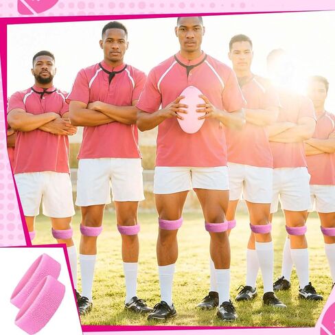 Jenpen 12 Pcs Pink Bicep Bands for Football Arm Sweat Bands Cotton Knee Wicking Sweatbands for Men Women Pink Out Accessories Basketball Volleyball Soccer Athletes Supplies in Kuwait