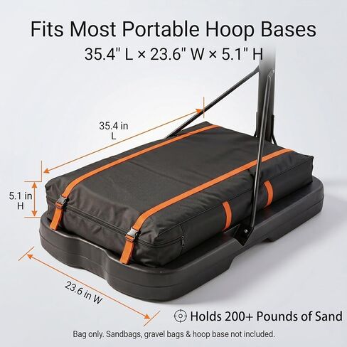 Basketball Hoop Sandbag, Heavy-Duty Weighted Base Anchor for Portable Hoops | 600D Oxford Fabric, Wide Rear Zipper, Easy Fill, Clean Setup, Storage Bag, Driveway & Backyard Use, Works with Fill Bags in Kuwait