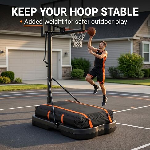 Basketball Hoop Sandbag, Heavy-Duty Weighted Base Anchor for Portable Hoops | 600D Oxford Fabric, Wide Rear Zipper, Easy Fill, Clean Setup, Storage Bag, Driveway & Backyard Use, Works with Fill Bags in Kuwait
