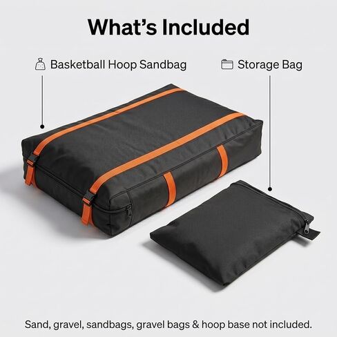 Basketball Hoop Sandbag, Heavy-Duty Weighted Base Anchor for Portable Hoops | 600D Oxford Fabric, Wide Rear Zipper, Easy Fill, Clean Setup, Storage Bag, Driveway & Backyard Use, Works with Fill Bags in Kuwait