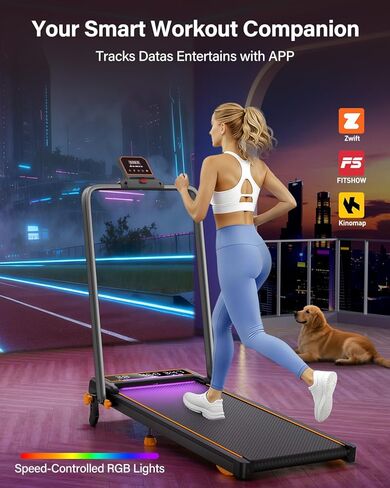 Walking Pad Treadmill with 15% Incline & Dual LED Display, 4 in 1 Walking Pad with Handle Bar, 3.5HP Foldable Treadmill with Incline, Treadmills for Home 350LBS, 4 Adjustable Incline, RGB Light in Kuwait