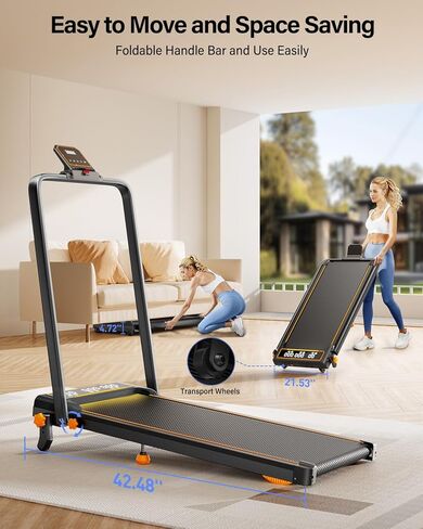 Walking Pad Treadmill with 15% Incline & Dual LED Display, 4 in 1 Walking Pad with Handle Bar, 3.5HP Foldable Treadmill with Incline, Treadmills for Home 350LBS, 4 Adjustable Incline, RGB Light in Kuwait