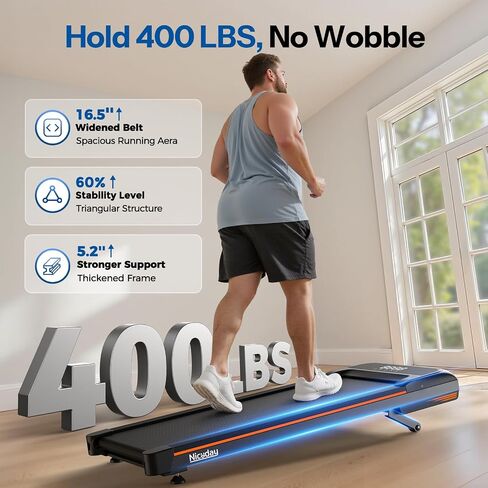 Niceday Walking Pad Treadmill with 10% Auto Incline, 400lbs Capacity, Under Desk Treadmill for Home Office, 3HP Super Quiet, Magnetic Remote & Preset Goal, Orange | 10% Auto Incline, 400lbs Capacity, Under Desk for Home Office, 3HP Super Quiet, Magnetic R in Kuwait