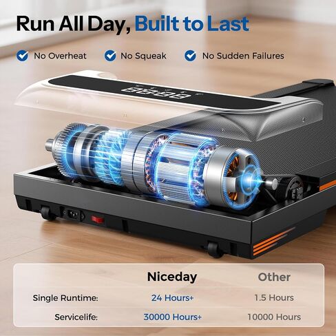 Niceday Walking Pad Treadmill with 10% Auto Incline, 400lbs Capacity, Under Desk Treadmill for Home Office, 3HP Super Quiet, Magnetic Remote & Preset Goal, Orange | 10% Auto Incline, 400lbs Capacity, Under Desk for Home Office, 3HP Super Quiet, Magnetic R in Kuwait