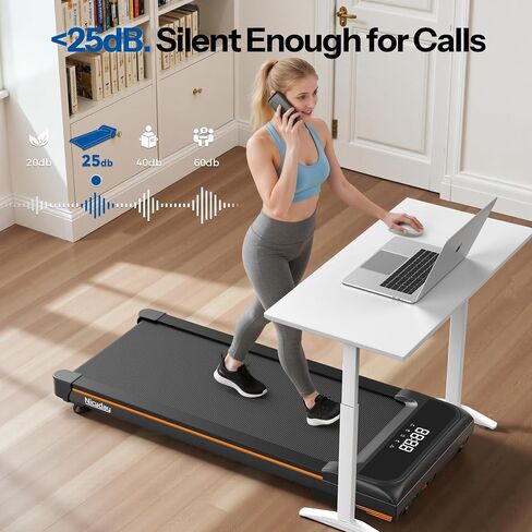 Niceday Walking Pad Treadmill with 10% Auto Incline, 400lbs Capacity, Under Desk Treadmill for Home Office, 3HP Super Quiet, Magnetic Remote & Preset Goal, Orange | 10% Auto Incline, 400lbs Capacity, Under Desk for Home Office, 3HP Super Quiet, Magnetic R in Kuwait