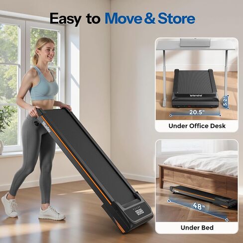 Niceday Walking Pad Treadmill with 10% Auto Incline, 400lbs Capacity, Under Desk Treadmill for Home Office, 3HP Super Quiet, Magnetic Remote & Preset Goal, Orange | 10% Auto Incline, 400lbs Capacity, Under Desk for Home Office, 3HP Super Quiet, Magnetic R in Kuwait