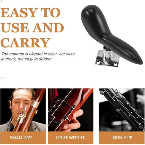 YARNOW Detachable Bassoon Thumb Rest Abs Hand Mount with Silver Plated Base, Black Bassoon Wrist Support Pad for Woodwind Instrument Accessories in Kuwait
