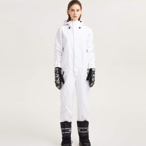 Jumpsuit Snowboard Waterproof Outerwear Mountain Men Women Skiing Jackets and Pants Outdoor Ski Suits Black XL (White Large) in Kuwait