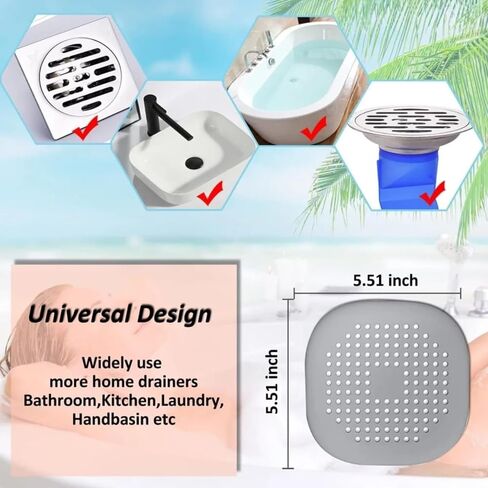 3PCS Gray Silicone,Drain Hair Catcher, Perforated Design, Kitchen and Bathroom Sink Strainer in Kuwait
