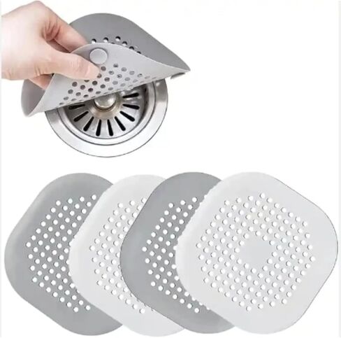 3PCS Gray Silicone,Drain Hair Catcher, Perforated Design, Kitchen and Bathroom Sink Strainer in Kuwait