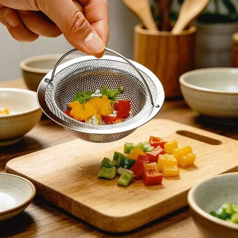 2PCS Stainless Steel Sink Strainer with Handle, Kitchen & Bathtub Drain Filter for Food Hair Debris Catching, Reusable Drain Protector for Sink and Shower (Sliver) in Kuwait