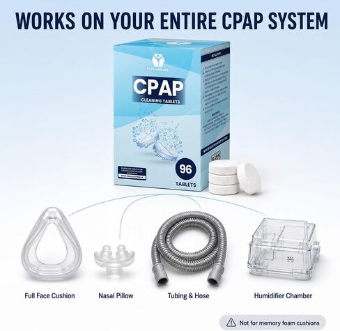 Mars Wellness CPAP Cleaning Tablets – 96 Count – CPAP Cleaner for Masks, Tubing & Humidifier Chambers – CPAP Cleaning Supplies – 3 Month Supply – CPAP Mask Cleaner in Saudi Arabia