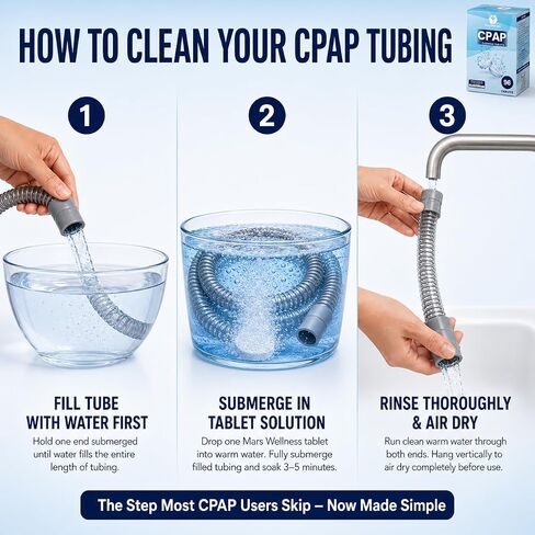 Mars Wellness CPAP Cleaning Tablets – 96 Count – CPAP Cleaner for Masks, Tubing & Humidifier Chambers – CPAP Cleaning Supplies – 3 Month Supply – CPAP Mask Cleaner in Saudi Arabia