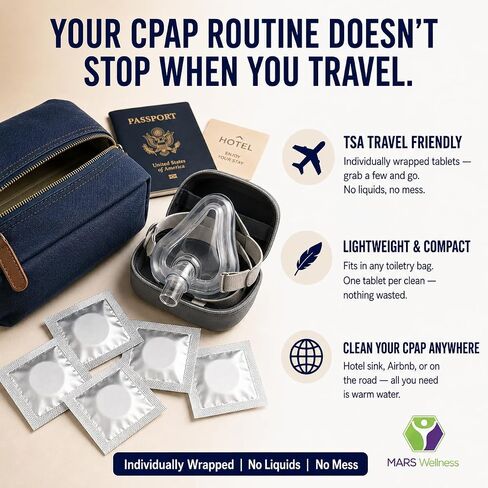 Mars Wellness CPAP Cleaning Tablets – 96 Count – CPAP Cleaner for Masks, Tubing & Humidifier Chambers – CPAP Cleaning Supplies – 3 Month Supply – CPAP Mask Cleaner in Saudi Arabia