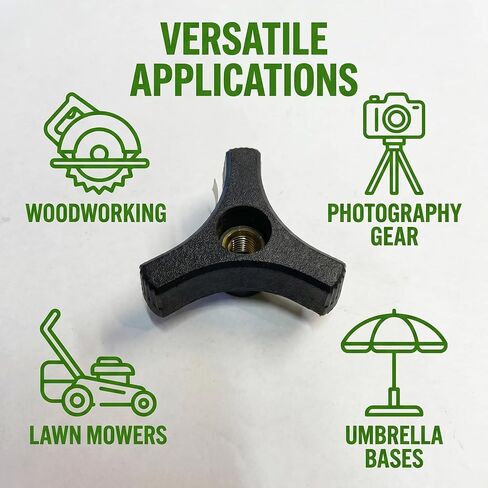 5/16"-18" Three-Prong Wing Nut, Black Plastic Knob, 2-inch Diameter, with Brass Insert (5-Pack) Suitable for T-Slot Bolt clamp knobs, saws, Drills, lathes, etc. in Kuwait