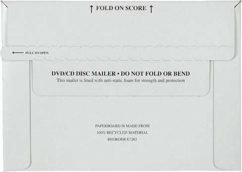 Quality Park CD DVD Media Mailers, 6 x 8-1/2, Flap-Stik Self Seal Closure w/ Pull Tab, Foam Liner, Stay Flat White Fiberboard, 25 Per Pack (QUAE7265) in Kuwait