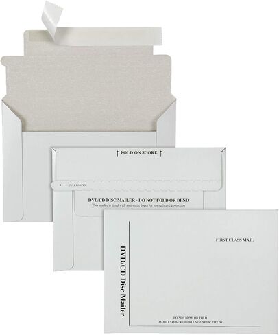 Quality Park CD DVD Media Mailers, 6 x 8-1/2, Flap-Stik Self Seal Closure w/ Pull Tab, Foam Liner, Stay Flat White Fiberboard, 25 Per Pack (QUAE7265) in Kuwait