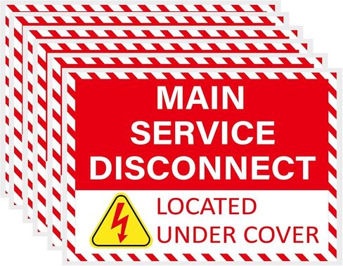 12 Pack Main Service Disconnect Labels Sign, Emergency Service Disconnect Sticker Decals for Electrical Panel, Indoor and Outdoor(5"x3.5") in Kuwait